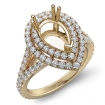 French V Cut Pave Diamond Engagement Ring Pear Semi Mount 14k Yellow Gold 1.3Ct - javda.com 