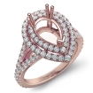 French V Cut Pave Diamond Engagement Ring Pear Semi Mount 14k Rose Gold 1.3Ct - javda.com 