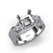 3 Stone Princess Cut Diamond Engagement Semi Mount Ring 14k White Gold 2.4Ct - javda.com 