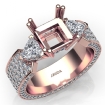 3 Stone Princess Cut Diamond Engagement Semi Mount Ring 14k Rose Gold 2.4Ct - javda.com 