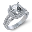 2 Row Halo Pave Diamond Engagement Cushion Ring 14k White Gold Semi Mount 0.7Ct - javda.com 