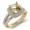 2 Row Halo Pave Diamond Engagement Cushion Ring 14k Yellow Gold Semi Mount 0.7Ct - javda.com 