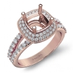 2 Row Halo Pave Diamond Engagement Cushion Ring 14k Rose Gold Semi Mount 0.7Ct - javda.com 