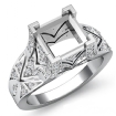 0.7Ct Diamond Antique Engagement Ring Princess Semi Mount 14k White Gold - javda.com 