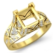 0.7Ct Diamond Antique Engagement Ring Princess Semi Mount 14k Yellow Gold - javda.com 