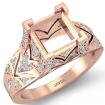 0.7Ct Diamond Antique Engagement Ring Princess Semi Mount 14k Rose Gold - javda.com 