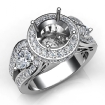 3 Stone Round Diamond Vintage style Engagement Halo Ring Set 14k White Gold Semi-Mount 1.85Ct - javda.com 