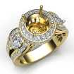 3 Stone Round Diamond Vintage style Engagement Halo Ring Set 14k Yellow Gold Semi-Mount 1.85Ct - javda.com 