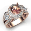 3 Stone Round Diamond Vintage style Engagement Halo Ring Set 14k Rose Gold Semi-Mount 1.85Ct - javda.com 