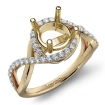 Diamond Engagement Ring Round Semi Mount 14k Yellow Gold Halo Pave Setting 0.34Ct - javda.com 