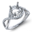 Diamond Engagement Ring Round Semi Mount 14k White Gold Halo Pave Setting 0.34Ct - javda.com 