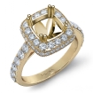 1.1Ct Halo Pave Diamond Engagement Cushion Semi Mount Ring 14k Yellow Gold Band - javda.com 