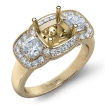 Diamond Engagement 3Stone Ring 14k Yellow Gold Cushion Semi Mount Halo Band 1.05Ct - javda.com 