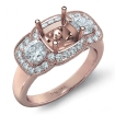 Diamond Engagement 3Stone Ring 14k Rose Gold Cushion Semi Mount Halo Band 1.05Ct - javda.com 