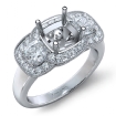 Diamond Engagement 3Stone Ring 14k White Gold Cushion Semi Mount Halo Band 1.05Ct - javda.com 