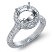 Round Diamond Engagement Ring Pave Semi Mount 14k White Gold Wedding Band 1.9Ct - javda.com 