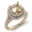 French Cut Halo Diamond Engagement Ring Cushion Semi Mount 14k Yellow Gold 1.4Ct - javda.com 