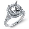 French Cut Halo Diamond Engagement Ring Cushion Semi Mount 14k White Gold 1.4Ct - javda.com 