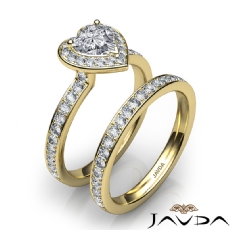 Modern Halo Pave Bridal Set diamond  14k Gold Yellow
