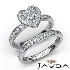 Modern Halo Pave Bridal Set diamond Ring 18k Gold White