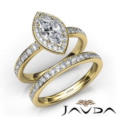 Framed Micro Pave Bridal Set diamond Ring 14k Gold Yellow
