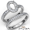 Oval Halo Diamond Semi Mount Engagement Ring Bridal Set 14K White Gold 0.95Ct