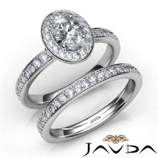 Tall Cathedral Halo Bridal Set diamond Ring Platinum 950