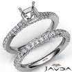Pave Diamond Engagement Ring Asscher Semi Mount Bridal Set 14k Gold White 1.65Ct