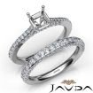 Pave Diamond Engagement Ring Asscher Semi Mount Bridal Set 18k White Gold 1.65Ct - javda.com 