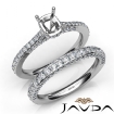 Pave Diamond Engagement Ring Cushion Semi Mount Bridal Set Platinum 950 1.65Ct - javda.com 