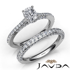 Halo Bridge Accent Bridal Set diamond Ring 18k Gold White