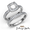 Cushion Halo Diamond Semi Mount Engagement Ring Bridal Set 18k White Gold 0.95Ct - javda.com 