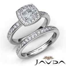 Micropave Halo Bridal Set diamond Ring 14k Gold White