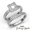 Princess Halo Diamond SemiMount Engagement Ring Bridal Set Platinum 950 0.95Ct - javda.com 