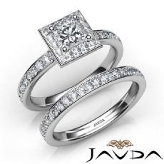 Petite Pave Halo Bridal Set diamond Ring 14k Gold White
