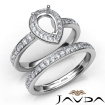 Pear Halo Diamond Semi Mount Engagement Ring Bridal Set 18k White Gold 0.95Ct - javda.com 
