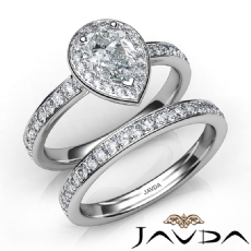 Cathedral Halo Pave Bridal Set diamond Ring Platinum 950