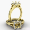 Round Diamond Engagement Semi Mount 14k Yellow Gold Halo Pave Setting Ring 0.2Ct - javda.com 