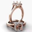 Round Diamond Engagement Semi Mount 14k Rose Gold Halo Pave Setting Ring 0.2Ct - javda.com 