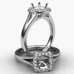 Round Diamond Engagement Semi Mount 14k White Gold Halo Pave Setting Ring 0.2Ct - javda.com 