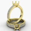 U Cut Prong Setting Diamond Engagement Cushion Semi Mount Ring 14k Yellow Gold 0.5Ct - javda.com 