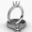 U Cut Prong Setting Diamond Engagement Cushion Semi Mount Ring 14k White Gold 0.5Ct - javda.com 