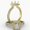 Diamond Engagement Halo Pave Setting Asscher Semi Mount Ring 18k Yellow Gold 0.45Ct - javda.com 