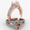 Gorgeous Halo Prong Diamond Engagement Heart Semi Mount Ring 14k Rose Gold 0.75Ct - javda.com 