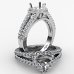 Gorgeous Halo Prong Diamond Engagement Heart Semi Mount Ring 14k White Gold 0.75Ct - javda.com 