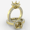 Round Cut Semi Mount Pave Setting Diamond Engagement Ring 14k Yellow Gold 1.33Ct - javda.com 