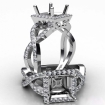 Diamond Engagement Princess Semi Mount Ring Split-Curve Shank Platinum 950 0.68Ct - javda.com 