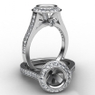 Halo Pave Setting Diamond Engagement Ring Platinum 950 Round Semi Mount 0.47Ct - javda.com 