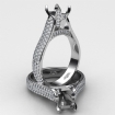 Halo Pave Setting Diamond Engagement Oval Semi Mount Ring 14k White Gold 1.45Ct - javda.com 