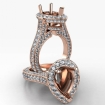 Pear Semi Mount Halo Pave Setting Diamond Engagement Ring 18k Rose Gold 2.1Ct - javda.com 